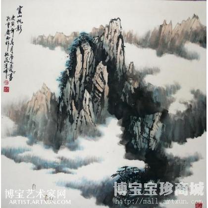 云山帆影 山水画 曾德智作品 类别: 国画山水作品